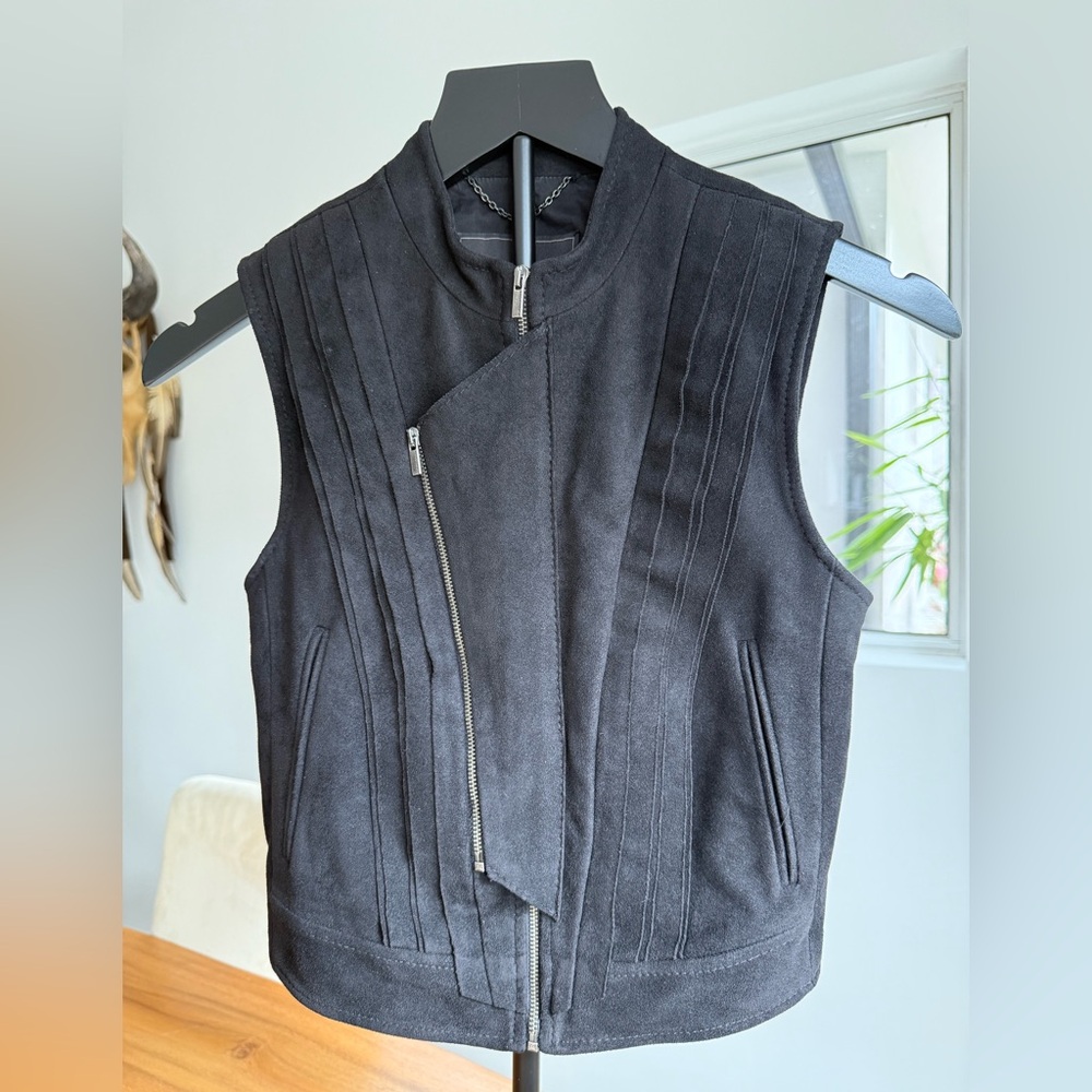 BCBGMaxAzria Black Vest Vegan Suede